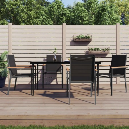 Ensemble à manger de jardin 5 pcs noir textilène et acier 