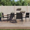 Ensemble à manger de jardin 5 pcs noir textilène et acier 