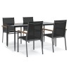 Ensemble à manger de jardin 5 pcs noir textilène et acier 