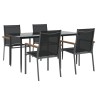 Ensemble à manger de jardin 5 pcs noir textilène et acier 