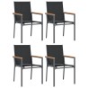 Ensemble à manger de jardin 5 pcs noir textilène et acier 