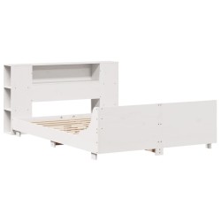 Cadre de lit sans matelas blanc 120x200 cm bois de pin massif 