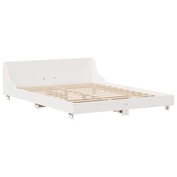 Cadre de lit sans matelas blanc 120x200 cm bois de pin massif 