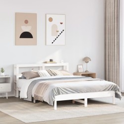 Cadre de lit sans matelas blanc 150x200 cm bois de pin massif 