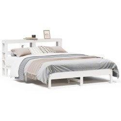 Cadre de lit sans matelas blanc 150x200 cm bois de pin massif 