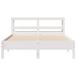 Cadre de lit sans matelas blanc 150x200 cm bois de pin massif 