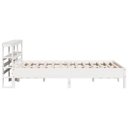 Cadre de lit sans matelas blanc 150x200 cm bois de pin massif 