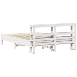 Cadre de lit sans matelas blanc 150x200 cm bois de pin massif 