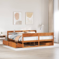 Cadre de lit sans matelas cire marron 180x200cm bois pin massif 
