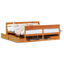 Cadre de lit sans matelas cire marron 180x200cm bois pin massif 