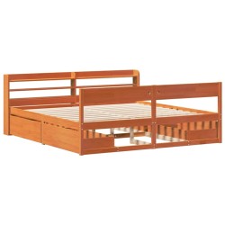 Cadre de lit sans matelas cire marron 180x200cm bois pin massif 