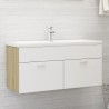 Armoire d'évier et lavabo intégré Blanc/chêne sonoma Aggloméré 