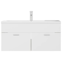 Armoire d'évier et lavabo intégré Blanc/chêne sonoma Aggloméré 