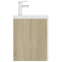 Armoire d'évier et lavabo intégré Blanc/chêne sonoma Aggloméré 
