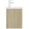 Armoire d'évier et lavabo intégré Blanc/chêne sonoma Aggloméré 