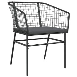 Ensemble à manger de jardin et coussins 5 pcs noir rotin verre 