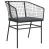Ensemble à manger de jardin et coussins 5 pcs noir rotin verre 