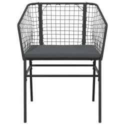 Ensemble à manger de jardin et coussins 5 pcs noir rotin verre 