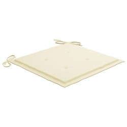Chaises de jardin lot de 2 et coussins crème Bois teck massif 
