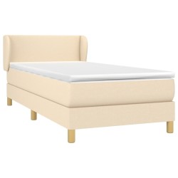 Sommier à lattes de lit avec matelas Crème 90x200 cm Tissu 