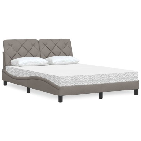 Lit avec matelas taupe 140x190 cm tissu 