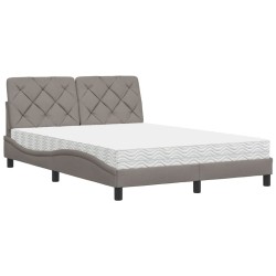 Lit avec matelas taupe 140x190 cm tissu 