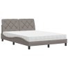 Lit avec matelas taupe 140x190 cm tissu 