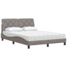 Lit avec matelas taupe 140x190 cm tissu 