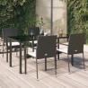 Ensemble à manger de jardin coussins 5pcs Noir Résine tressée 