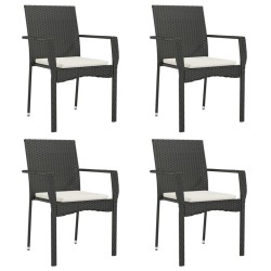 Ensemble à manger de jardin coussins 5pcs Noir Résine tressée 