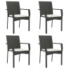 Ensemble à manger de jardin coussins 5pcs Noir Résine tressée 