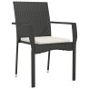 Ensemble à manger de jardin coussins 5pcs Noir Résine tressée 
