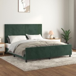 Cadre de lit sans matelas vert foncé 160x200 cm velours 
