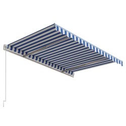 Auvent rétractable automatique 300x250 cm Bleu et blanc 