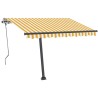 Auvent manuel rétractable avec LED 350x250 cm Jaune et blanc 