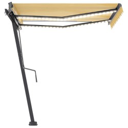 Auvent manuel rétractable avec LED 350x250 cm Jaune et blanc 