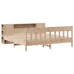 Lit bibliothèque sans matelas 200x200 cm bois massif de pin 