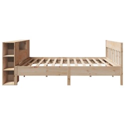 Lit bibliothèque sans matelas 200x200 cm bois massif de pin 