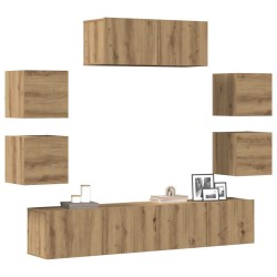 Ensemble de meuble TV mural 7 pcs chêne artisanal 
