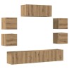 Ensemble de meuble TV mural 7 pcs chêne artisanal 