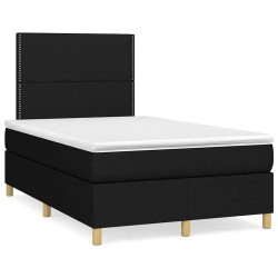 Sommier à lattes de lit avec matelas noir 120x190 cm tissu 