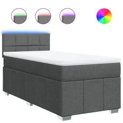 Sommier à lattes de lit avec matelas Gris foncé 80x200 cm Tissu 