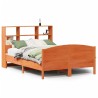 Lit bibliothèque sans matelas cire marron 140x190 cm pin massif 