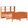 Lit bibliothèque sans matelas cire marron 140x190 cm pin massif 
