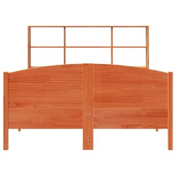 Lit bibliothèque sans matelas cire marron 140x190 cm pin massif 