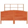 Lit bibliothèque sans matelas cire marron 140x190 cm pin massif 