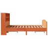 Lit bibliothèque sans matelas cire marron 140x190 cm pin massif 