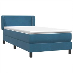 Sommier à lattes de lit et matelas bleu foncé 90x220 cm velours 