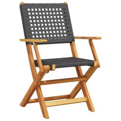 Ensemble à manger de jardin 5 pcs résine tressée et bois massif 