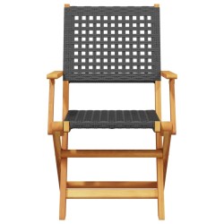 Ensemble à manger de jardin 5 pcs résine tressée et bois massif 